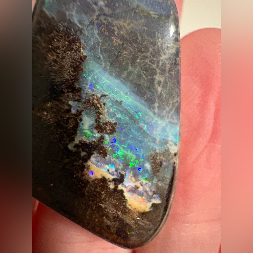 Australian boulder Opal set in Sterling silver pendant- multicolor